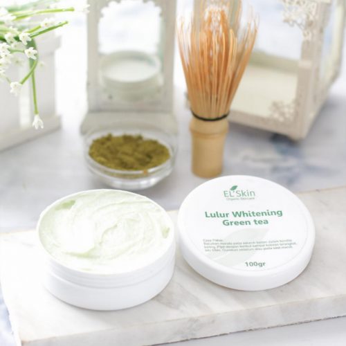 stiker label skincare merek el'skin untuk produk lulur whitening green tea
