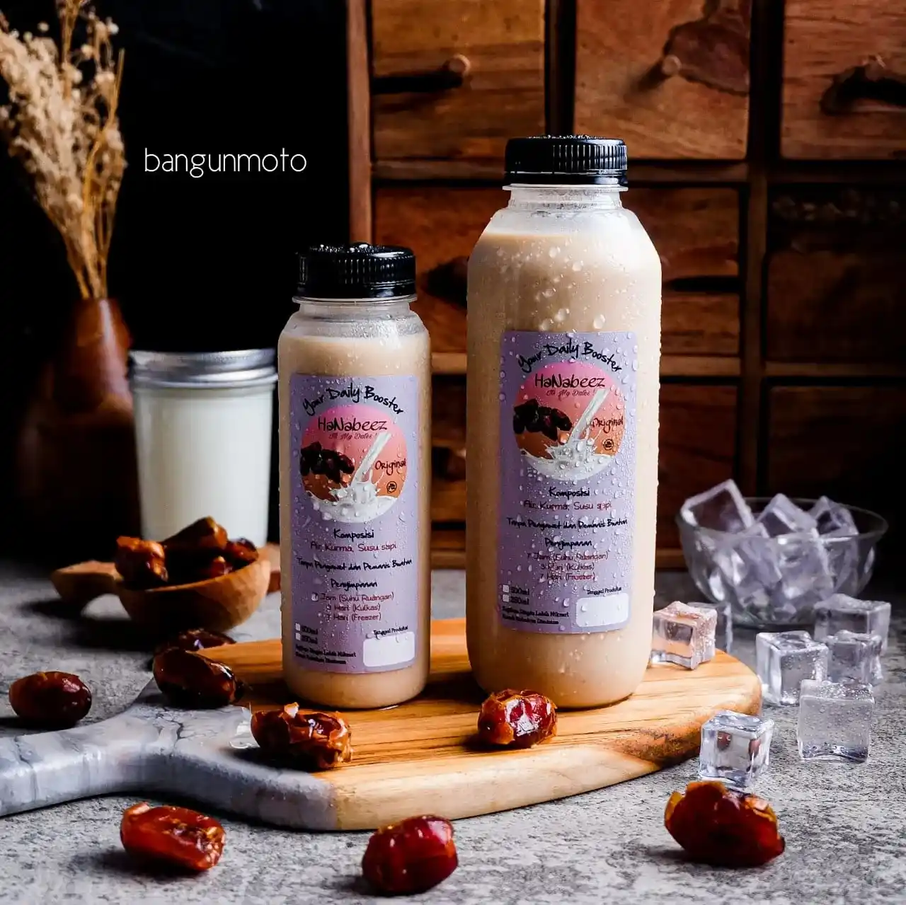 Cetak stiker lampung bahan vinyl glossy anti air produk susu kurma kemasan kale 250 ml