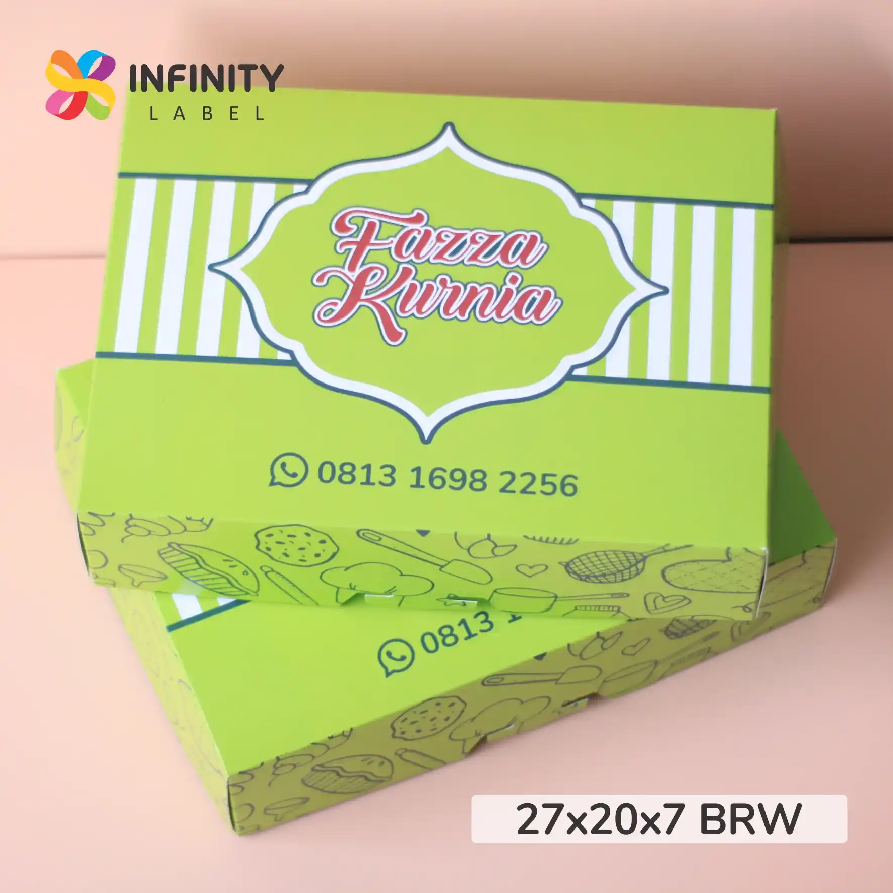 Percetakan box bekasi kotak nasi persegi panjang 27x20x7 untuk fazza kurnia katering dan horeka bahan ivory 350 gr