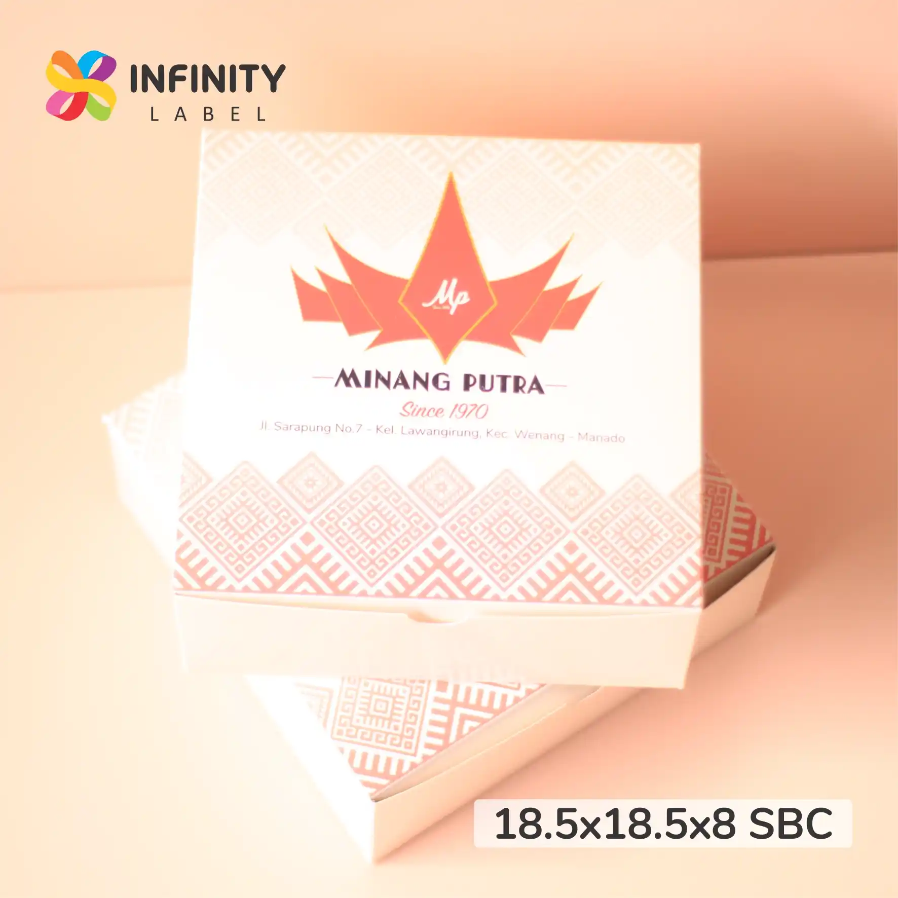 Cetak Dus Nasi 18x18 Custom Ivory Duplex Murah