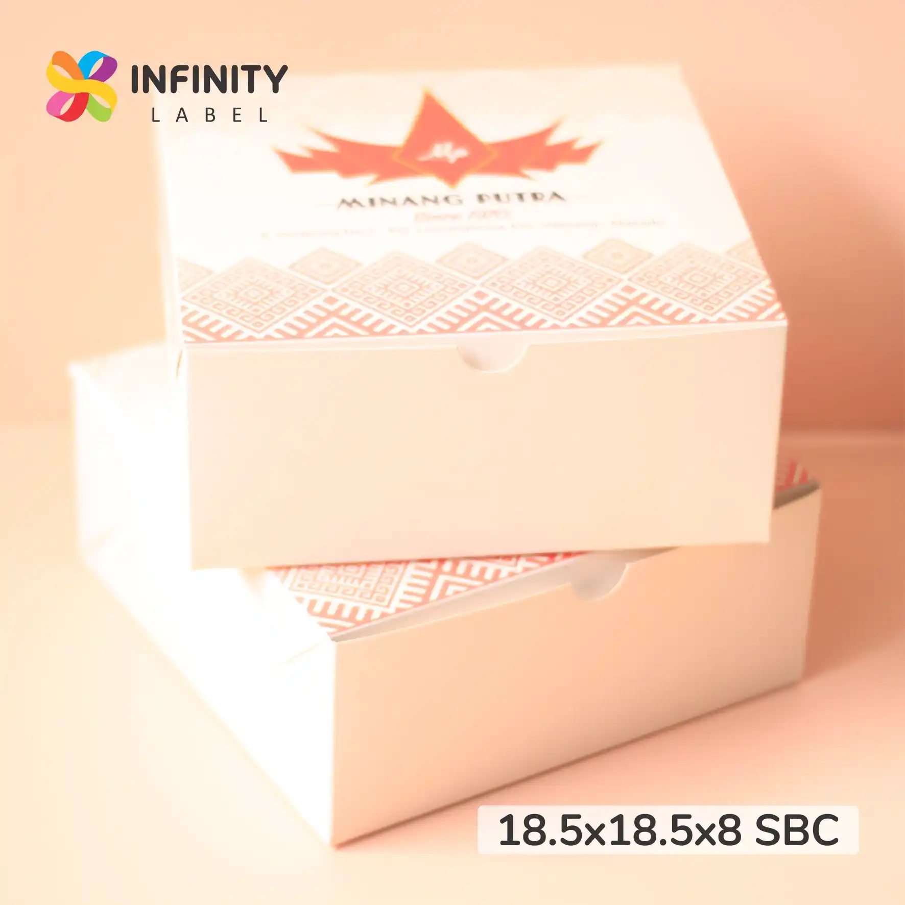 cetak custom box bekasi kemasan dus nasi rumah makan padang minang putra dengan bahan ivory 350 gsm