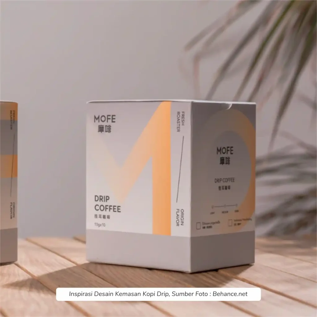 Desain kemasan kopi jakarta box packaging drip coffee pod capsule murah abu-abu orange