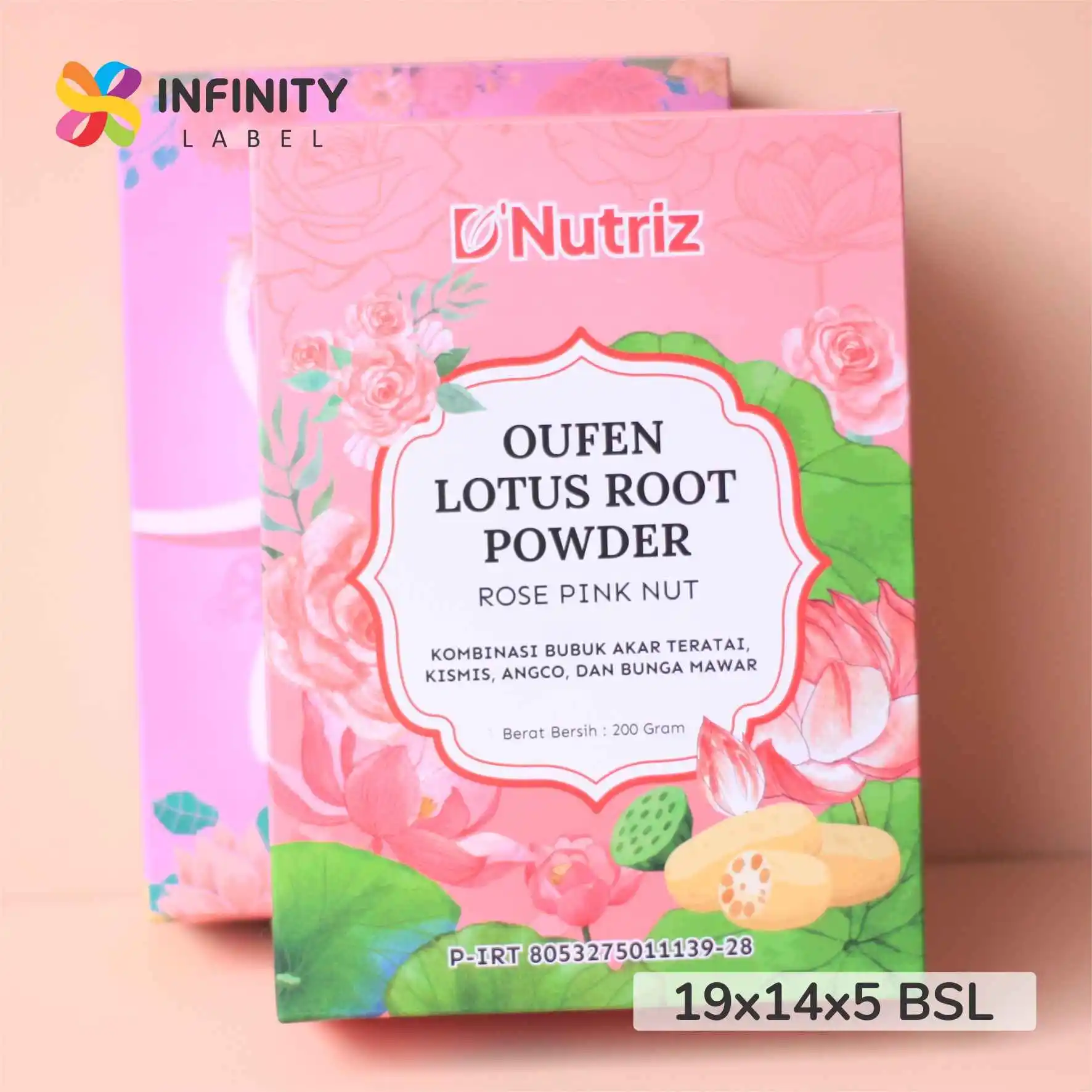 toko packaging terdekat karawang murah produk herbal model tuck-end oufen lotus root powder