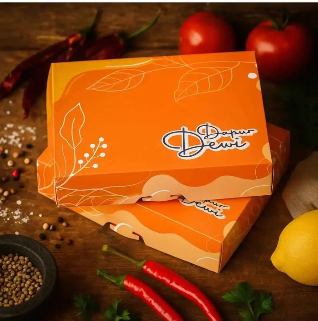 Box nasi ukuran 27x20x7 Katering Dapur Dewi cetak kemasan terdekat brebes