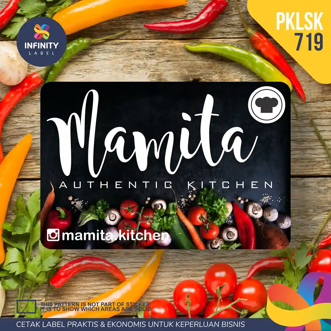 contoh desain stiker nasi kotak model persegi dengan desain kekinian