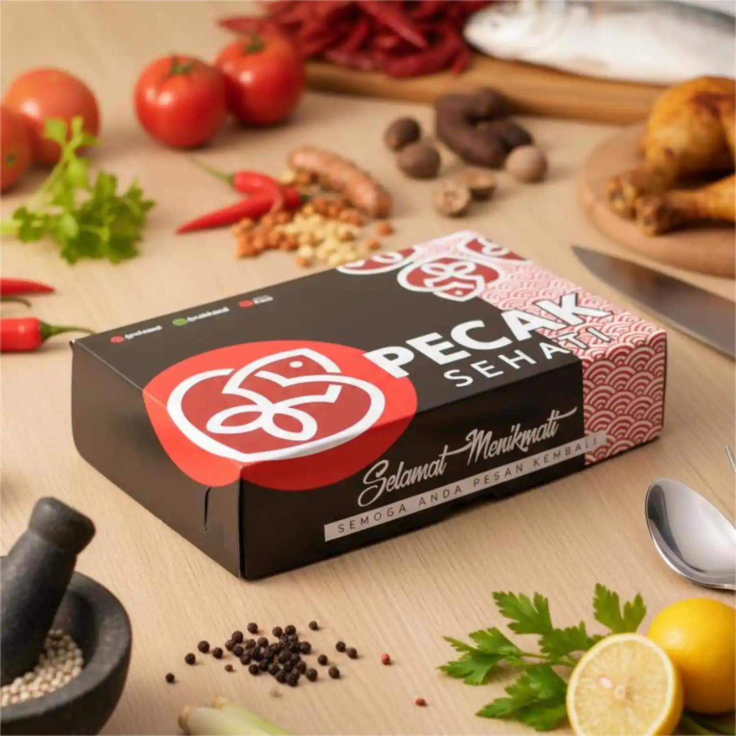 desain kemasan nasi box kekinian model persegi panjang ukuran 26x18x6