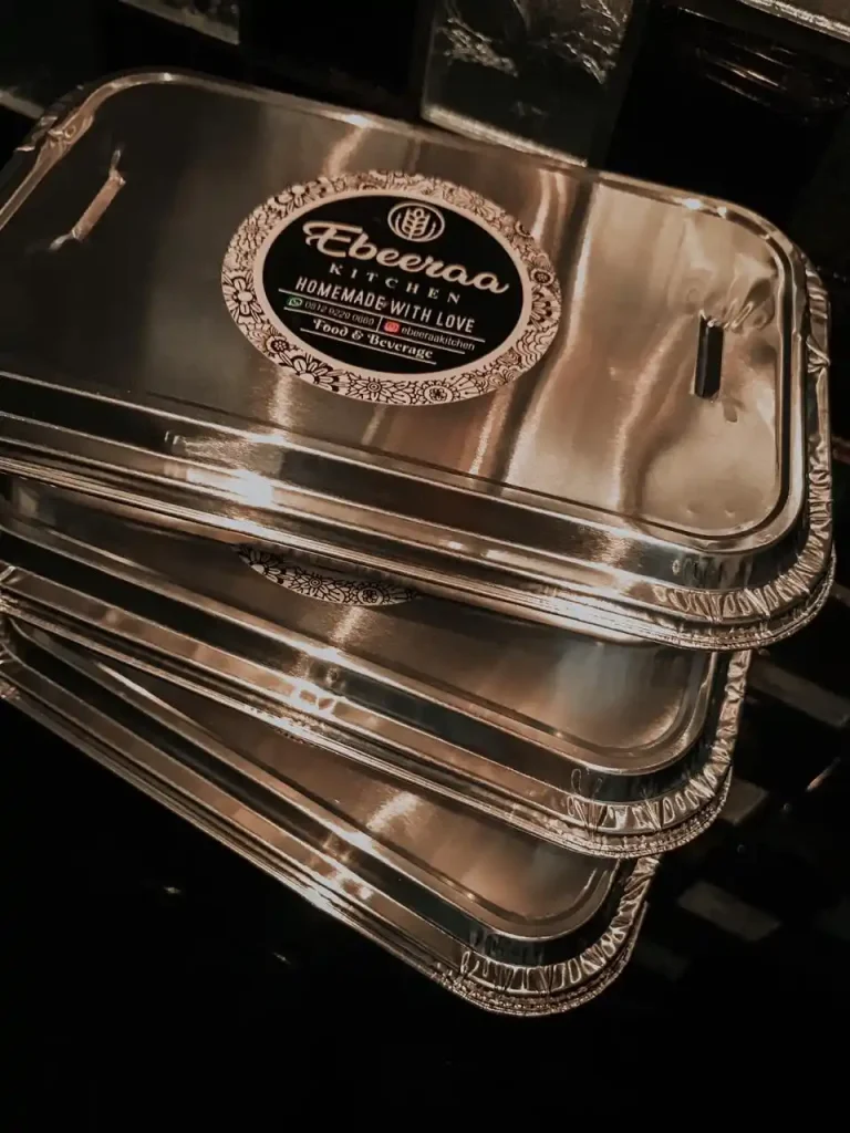 cetak stiker nasi kotak model lingkaran anti air